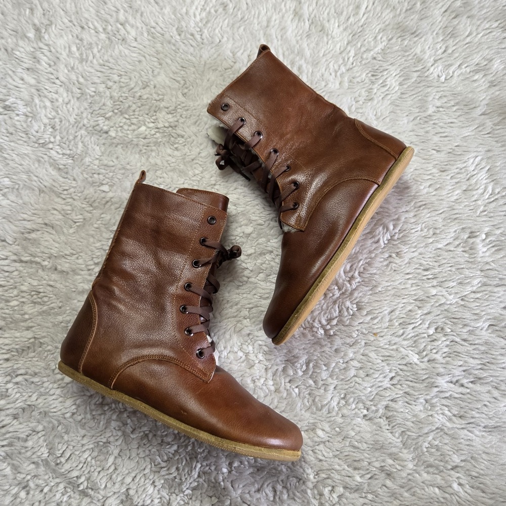 Aintap Lined Barefoot Boots Leather Unisex Men's 40 / 7-7.5 Women's 9-9.5 Brown
